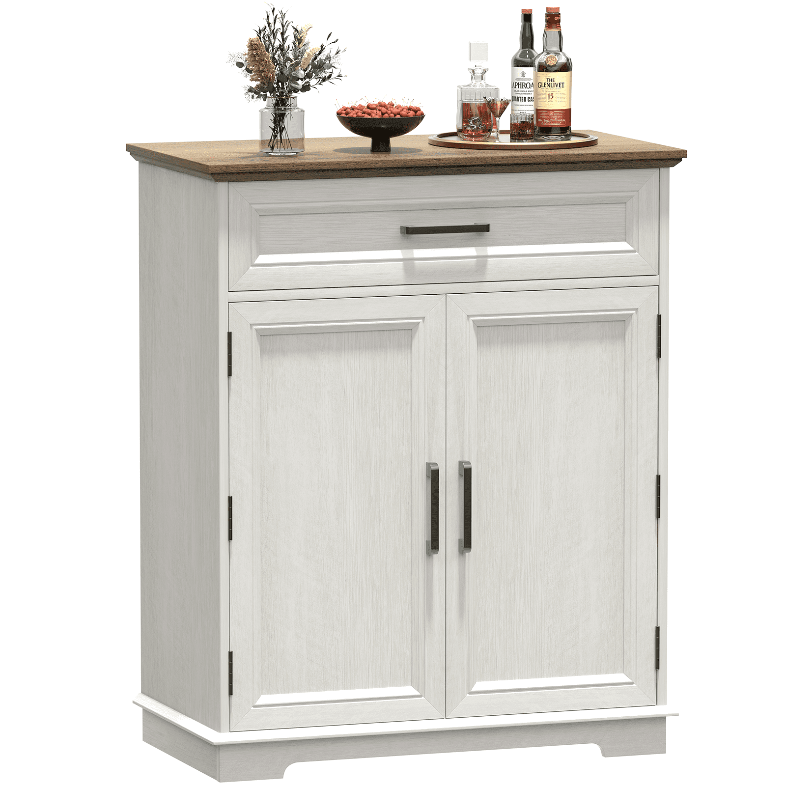 REDAYFUR Kitchen Storage Cabinet with Drawer, Buffet Cabinet with Storable Door, Modern Floor Sideboard, Freestanding Cabinet for Living Room, Entryway, Dining Room | White
